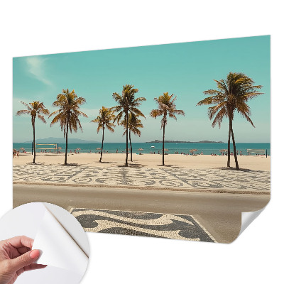 Zelfklevend fotobehang op maat met een palmbomenstrandmotief