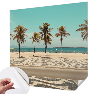 Zelfklevend fotobehang op maat met een palmbomenstrandmotief