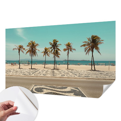 Zelfklevend fotobehang op maat met een palmbomenstrandmotief