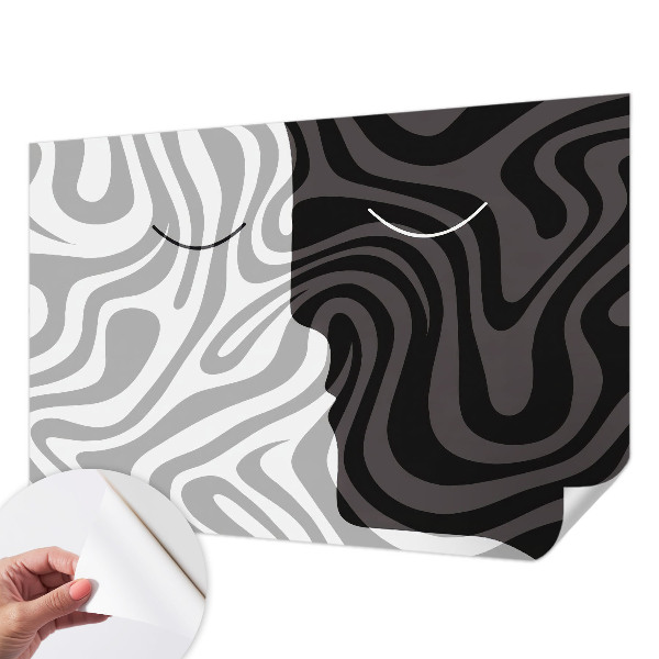 3D fotobehang met een abstracte voorstelling van gezichten