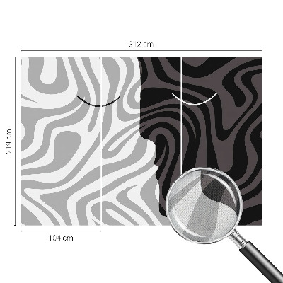 3D fotobehang met een abstracte voorstelling van gezichten