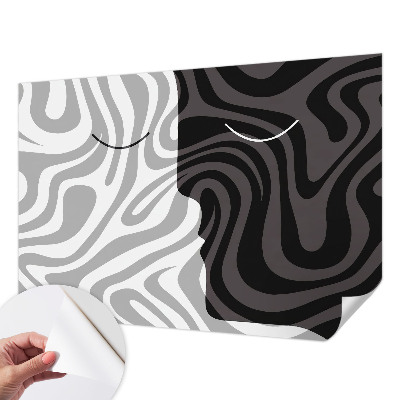 3D fotobehang met een abstracte voorstelling van gezichten