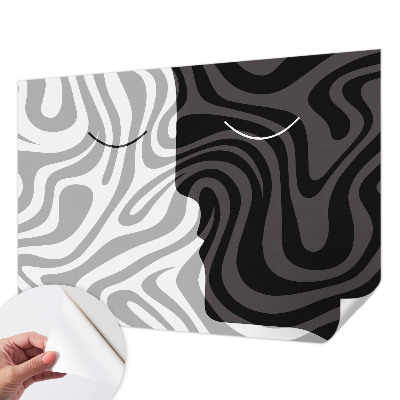3D fotobehang met een abstracte voorstelling van gezichten