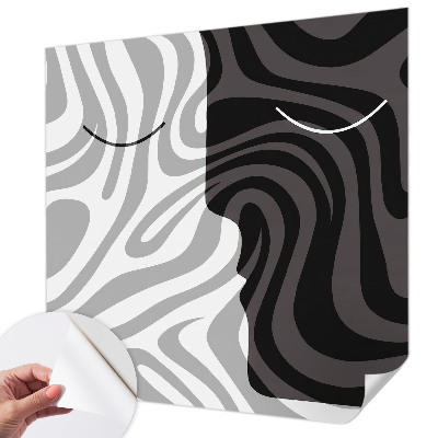 3D fotobehang met een abstracte voorstelling van gezichten