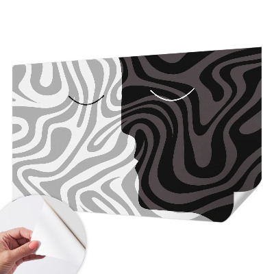 3D fotobehang met een abstracte voorstelling van gezichten