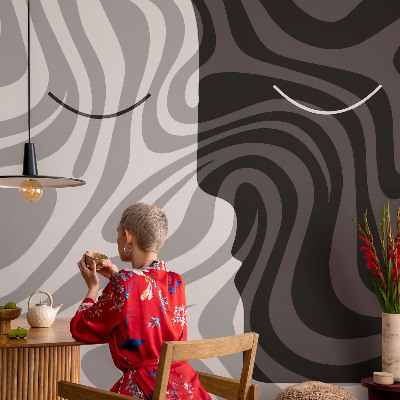 3D fotobehang met een abstracte voorstelling van gezichten