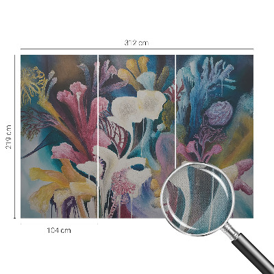 Fotobehang babykamer met een bloemenexplosie als vrolijk patroon