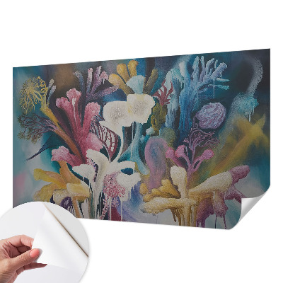 Fotobehang babykamer met een bloemenexplosie als vrolijk patroon
