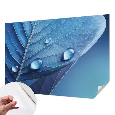 Fotobehang zelfklevend met een blauw bladmotief