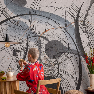 Foto behang voor de kinderkamer met een expressief abstracte print