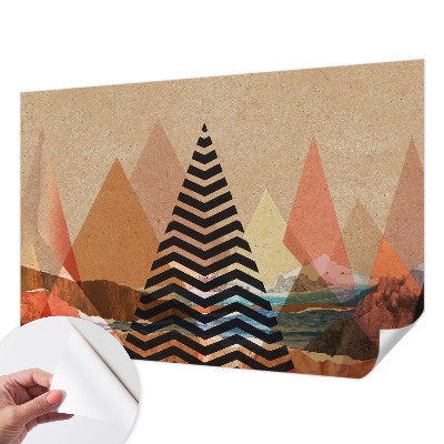 Foto behang voor de keuken met een abstract landschap