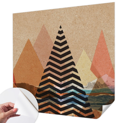 Foto behang voor de keuken met een abstract landschap