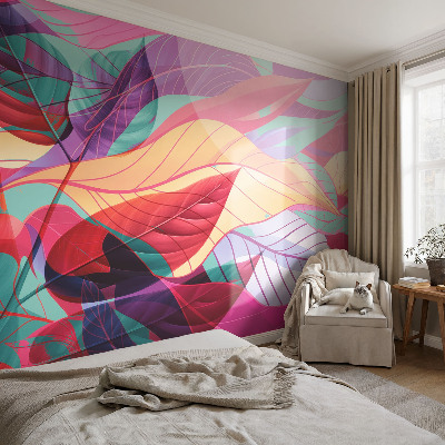Fotobehang voor de kinderkamer met een abstract bladmotief