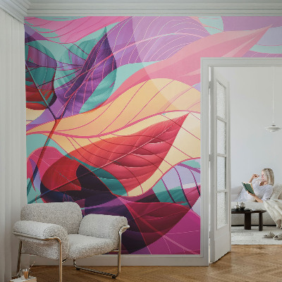 Fotobehang voor de kinderkamer met een abstract bladmotief