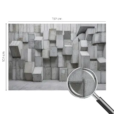Foto behang voor de keuken met een patroon van betonblokken