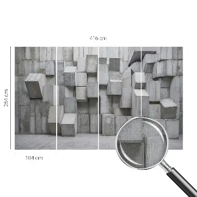 Foto behang voor de keuken met een patroon van betonblokken