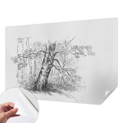 Zelfklevend fotobehang met print van een bosboom