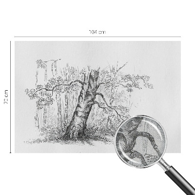 Zelfklevend fotobehang met print van een bosboom