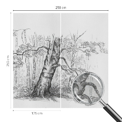 Zelfklevend fotobehang met print van een bosboom