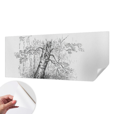 Zelfklevend fotobehang met print van een bosboom