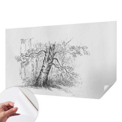 Zelfklevend fotobehang met print van een bosboom