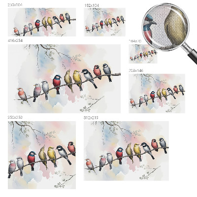 Zelfklevend fotobehang op maat Vogels op een tak