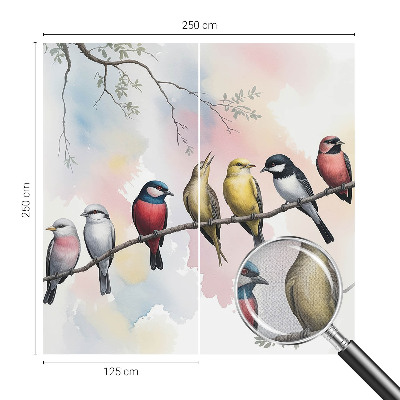 Zelfklevend fotobehang op maat Vogels op een tak