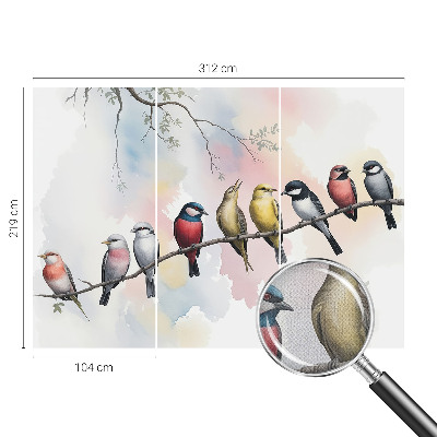 Zelfklevend fotobehang op maat Vogels op een tak
