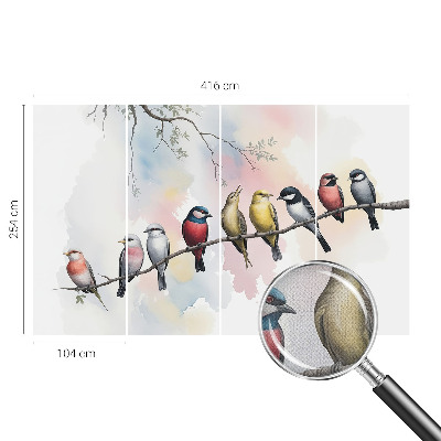 Zelfklevend fotobehang op maat Vogels op een tak