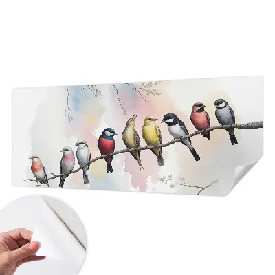 Zelfklevend fotobehang op maat met een print van vogels zittend op een tak