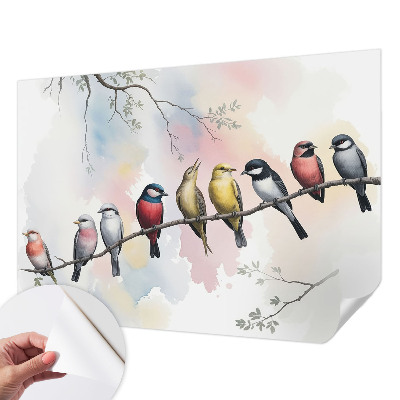 Zelfklevend fotobehang op maat Vogels op een tak