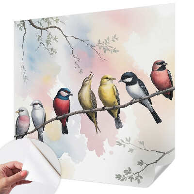Zelfklevend fotobehang op maat Vogels op een tak