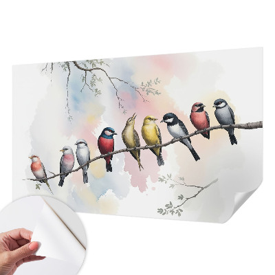 Zelfklevend fotobehang op maat Vogels op een tak