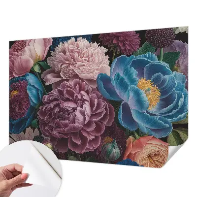 Zelfklevende behangsticker met kleurrijke bloemen
