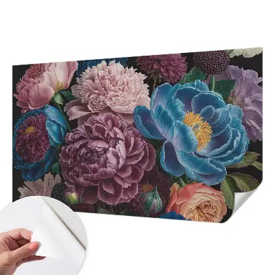 Zelfklevende behangsticker met kleurrijke bloemen