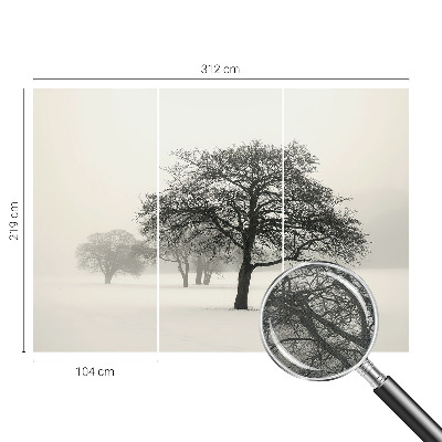 3D fotobehang met motief van winterbomen