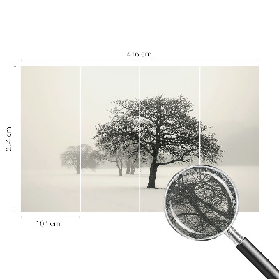 3D fotobehang met motief van winterbomen
