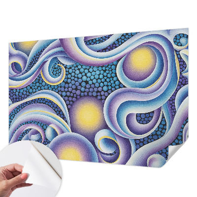 Foto behang voor de keuken met kleurrijke wervelingen als decoratie