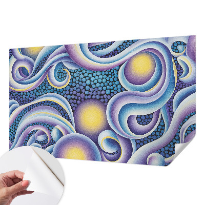 Foto behang voor de keuken met kleurrijke wervelingen als decoratie