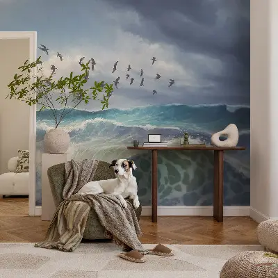 Fotobehang zelfklevend met een patroon van zeegolven