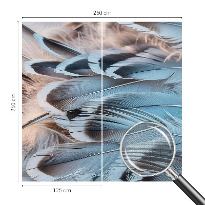 Foto behang voor de kinderkamer met een patroon van blauwe veren