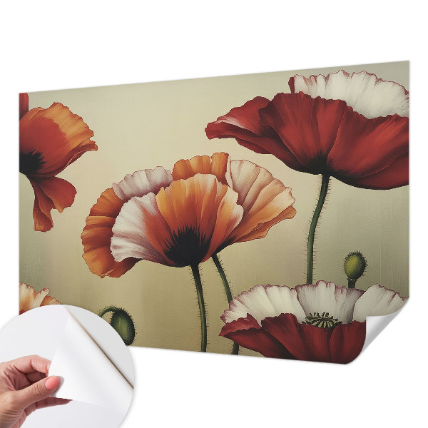 Fotobehang voor kinderkamer met een vrolijk klaproosmotief