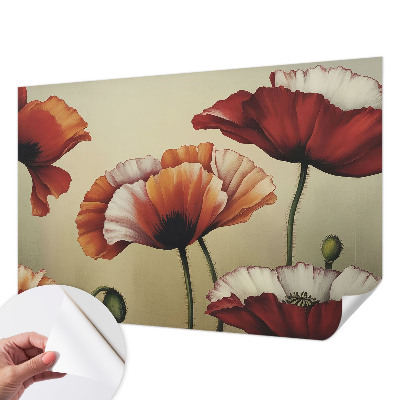 Fotobehang voor kinderkamer met een vrolijk klaproosmotief