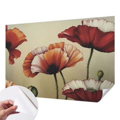 Fotobehang voor kinderkamer met een vrolijk klaproosmotief