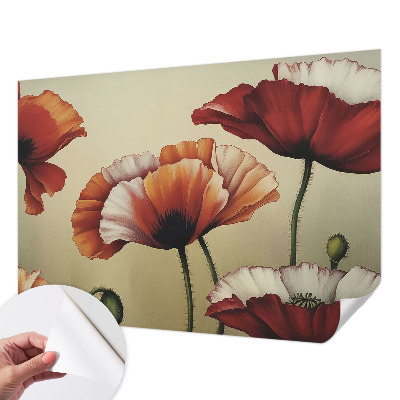 Fotobehang voor kinderkamer met een vrolijk klaproosmotief