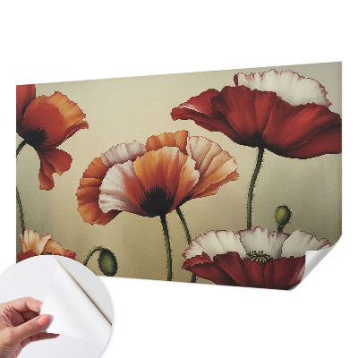 Fotobehang voor kinderkamer met een vrolijk klaproosmotief