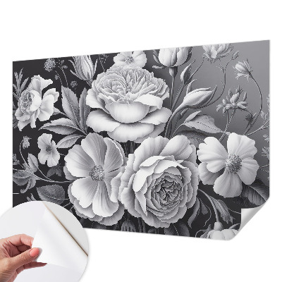 Fotobehang voor de kinderkamer Grijze bloemen