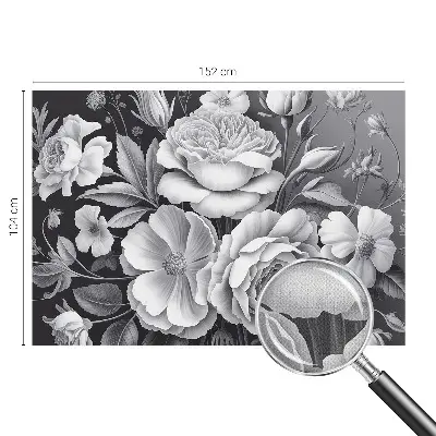 Fotobehang voor de kinderkamer met een dessin van grijze bloemen