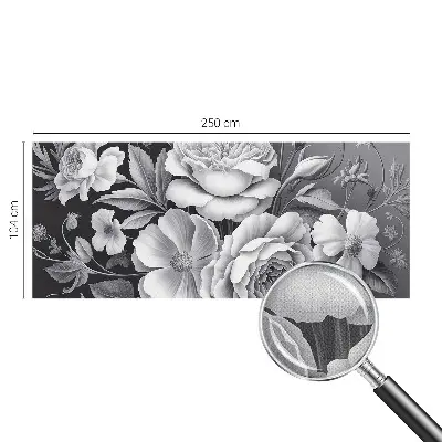 Fotobehang voor de kinderkamer met een dessin van grijze bloemen