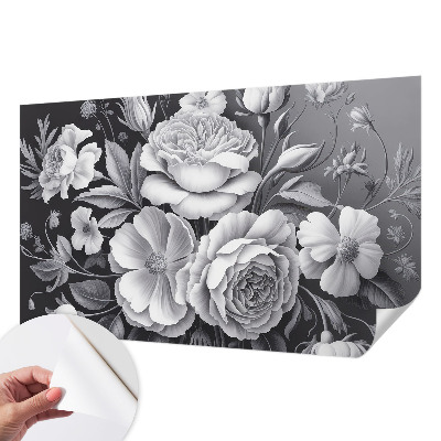 Fotobehang voor de kinderkamer Grijze bloemen